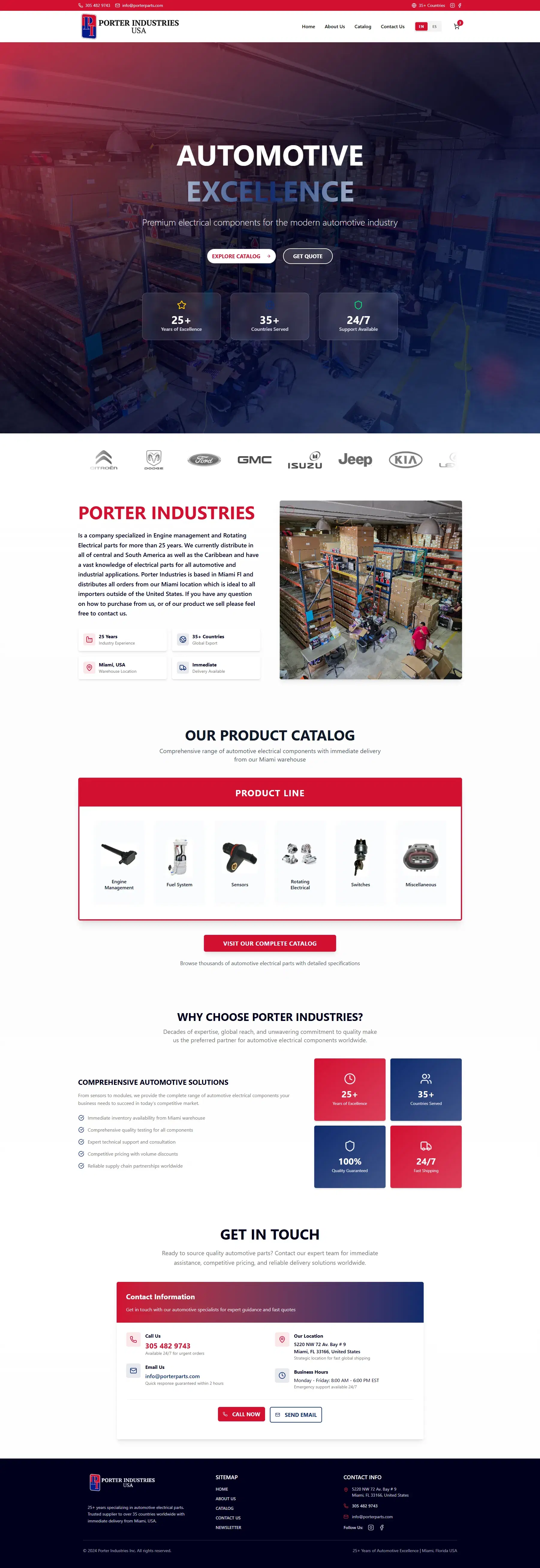 Porter Parts e-commerce platform — automotive parts product listing
